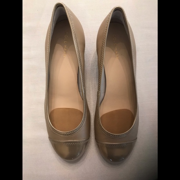 Cole Haan Soft Gold Metallic Elsie Cap Toe Wedge all Size 7 1/2 C - Picture 6 of 11